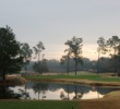 The par-3 third hole on the Pine Barrens course at the World Woods Golf Club plays entirely over water.